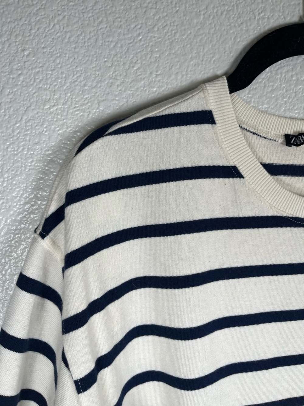 Zara Striped Cotton T-Shirt Dress with Navy Horizontal Stripes Women’s SM - Picture 3 of 8